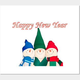 Snowmen Happy new year Posters and Art